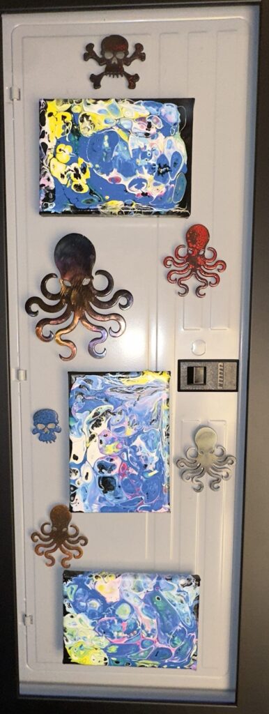 A door with octopus decorations on it.